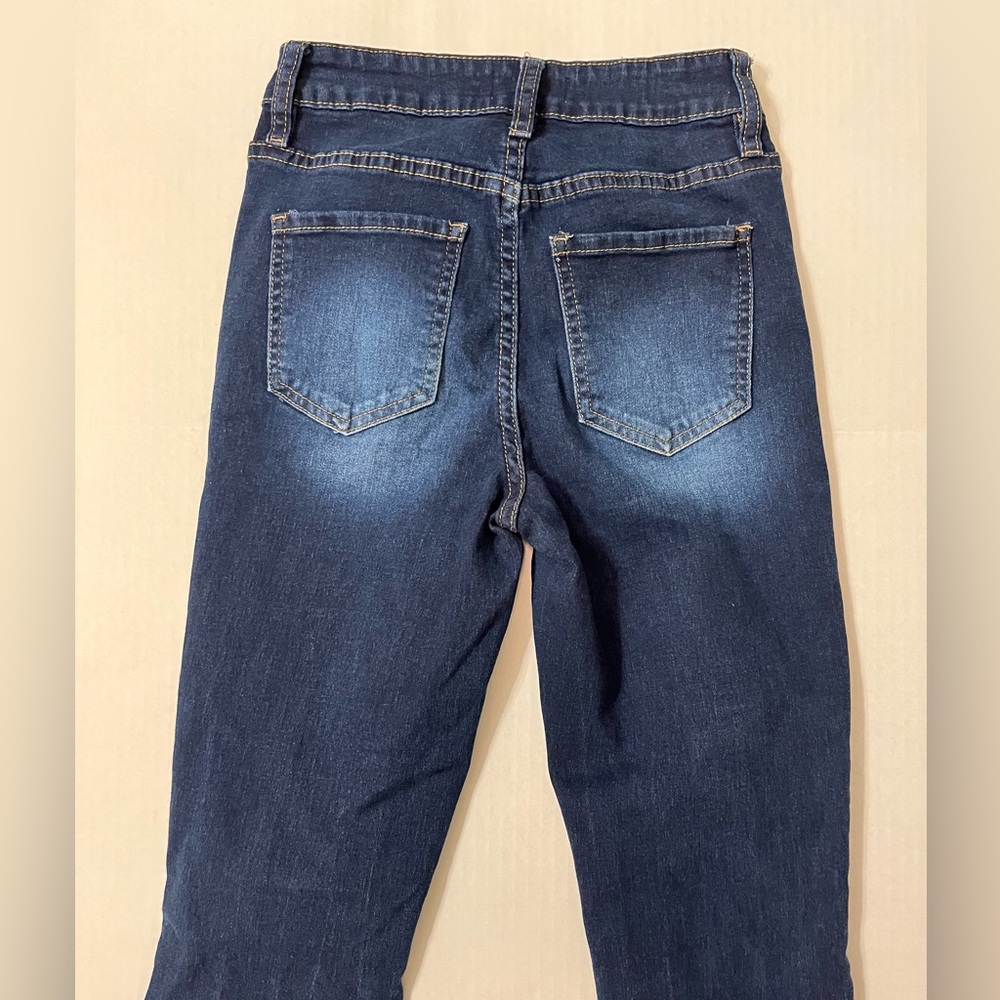 YMI | Blue Flare Jeans with Distressed Knee - Picture 4 of 10